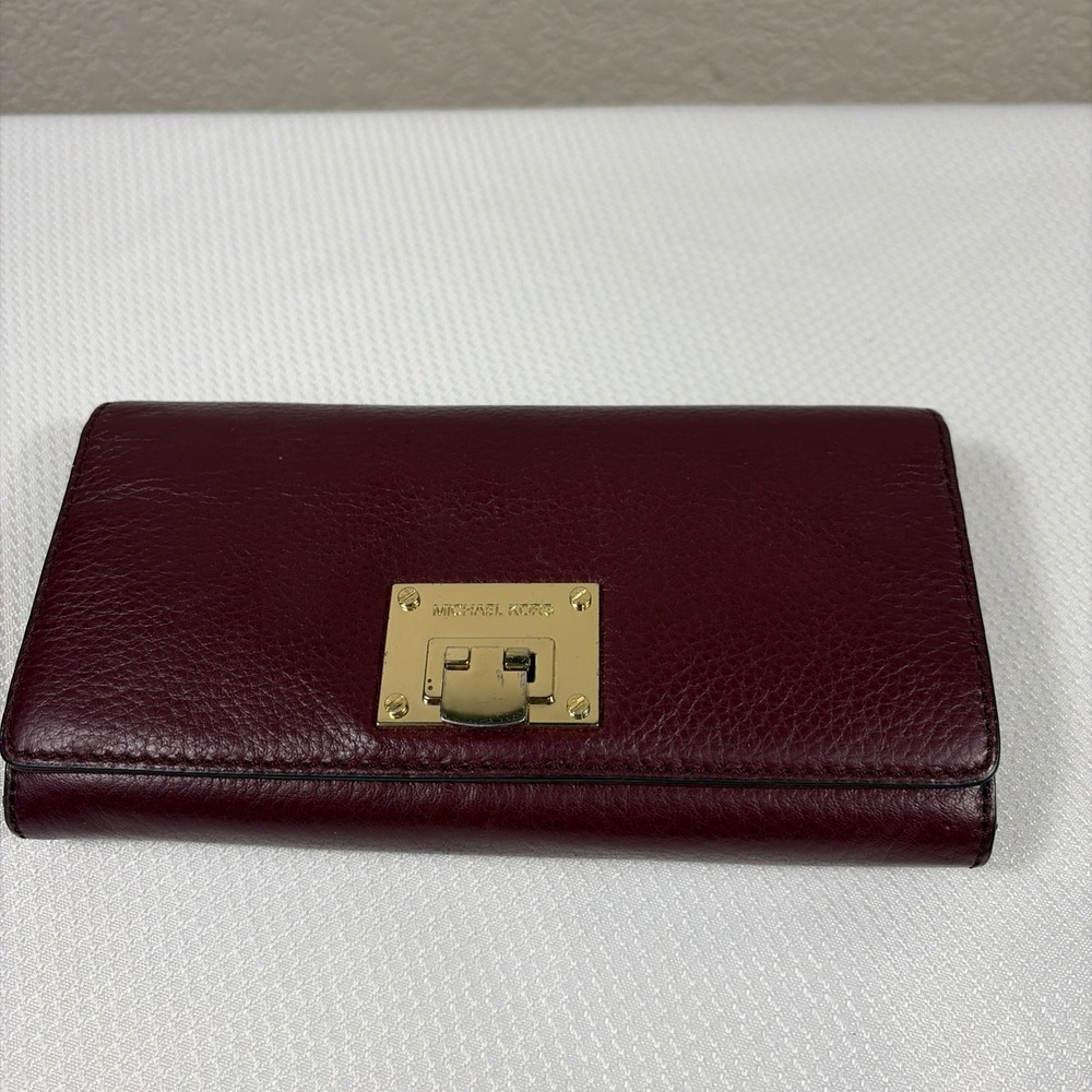 Michael Kors Astrid Carryall Wallet Red Pebbled Leather Clutch